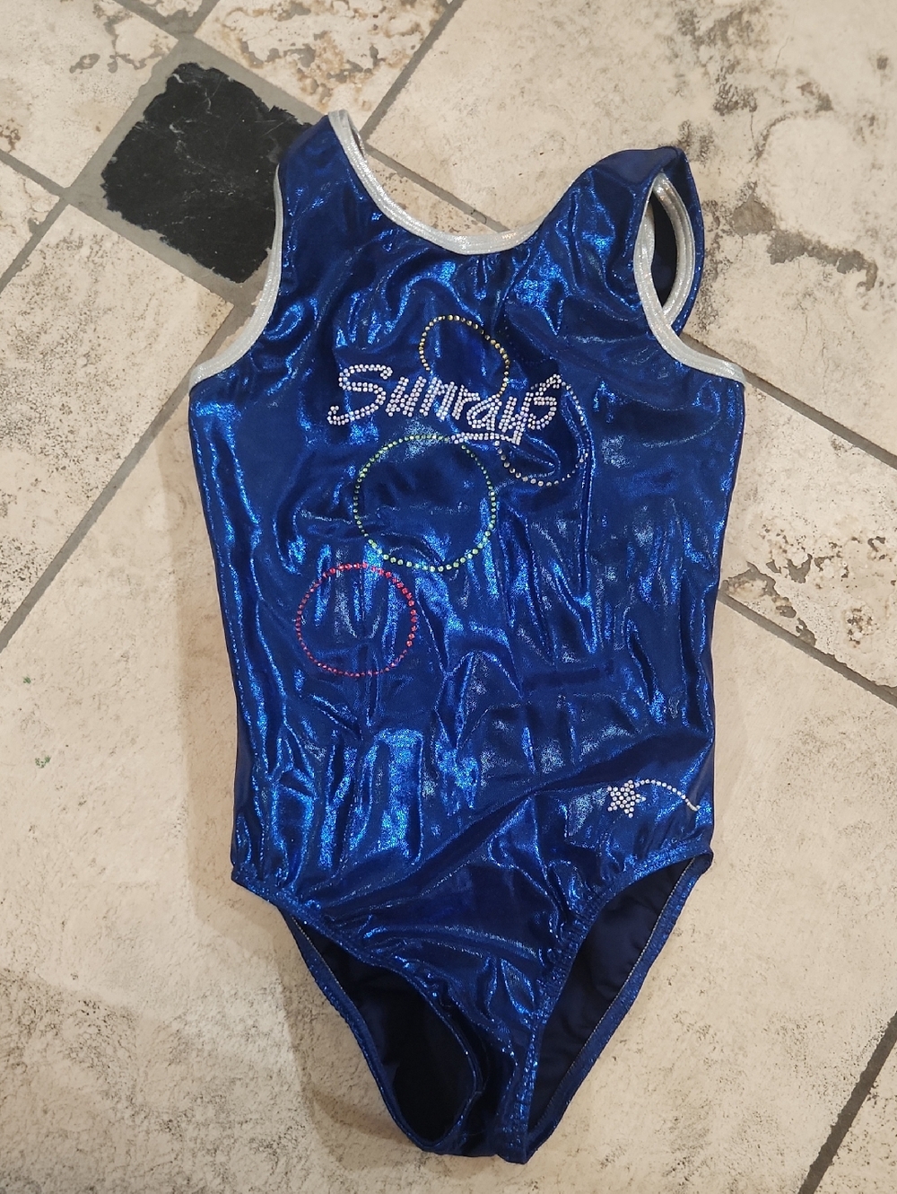 Destira Blue Metallic GYMNASTICS LEOTARD SZ GIRLS LARGE